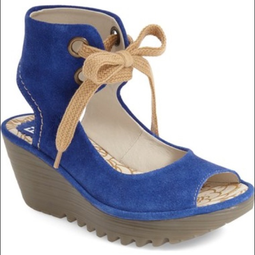Fly London Blue Suede Yaffa Sandals